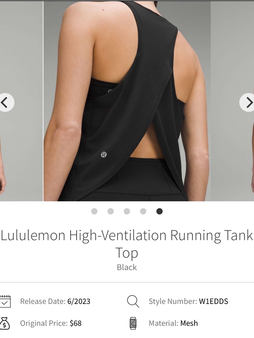 lululemon athletica Black Draped Open-Back Tank